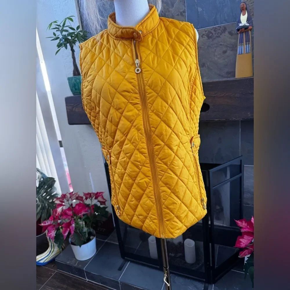 Marc New York Mustard Yellow Quilted Zip-Up Puffer Vest - Women's Size Large